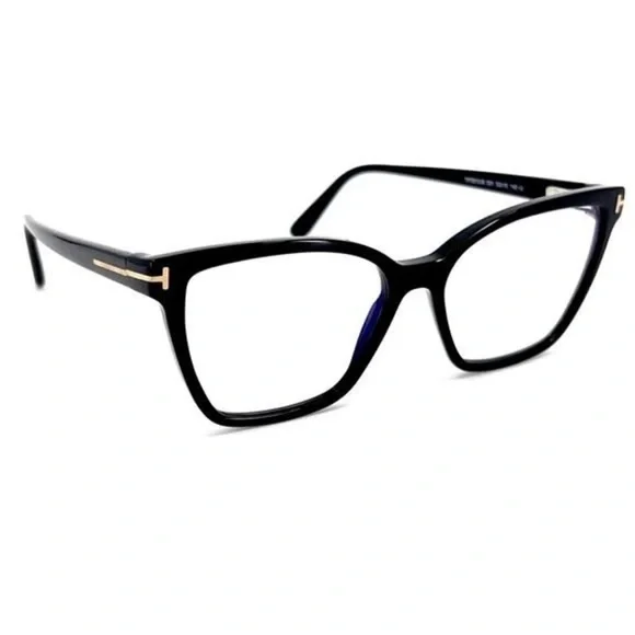 Tom Ford Eyeglasses Frames TF5812-B 001 Shiny Black Cat Eye Full Rim 53-15-140 - Picture 2 of 7